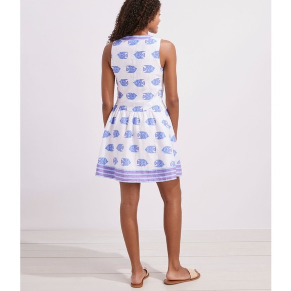 NWT Vineyard Vines Tang Fish Linen Dress White Blue Size M - Picture 5 of 12